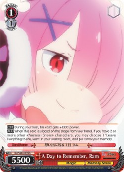 A Day to Remember, Ram - Re:ZERO -Starting Life in Another World- Memory Snow (Uncommon) [RZ/S68-035]