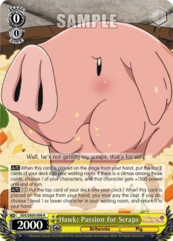 Hawk: Passion for Scraps (V.1 - Rare) - The Seven Deadly Sins (Rare) [SDS/SX03-006]