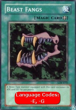 Beast Fangs (V.1 - Common) - Legend of Blue Eyes White Dragon (Common) [LOB-032]