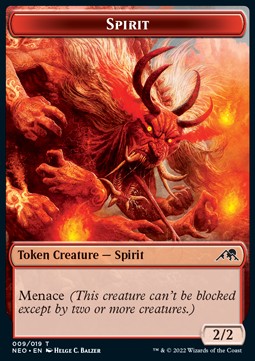 Spirit Token (R 2/2) // Spirit Token (C 1/1)⁣ - Kamigawa: Neon Dynasty: Extras⁣ (Token)⁣ [T 9/2]