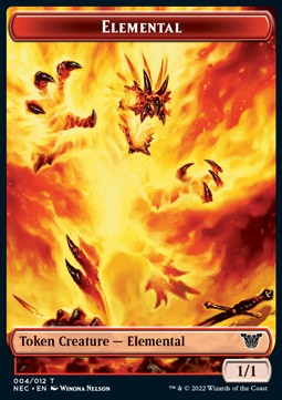 Elemental Token (R 1/1) // Spirit Token (R 2/2)⁣ - Commander: Kamigawa: Neon Dynasty⁣ (Token)⁣ [T 4/9]