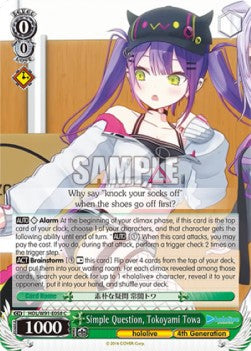 Simple Question, Tokoyami Towa (V.1 - Common) - Hololive production (Common) [HOL/W91-058]