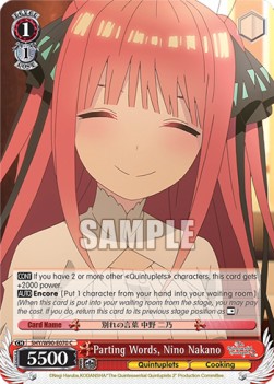 Parting Words, Nino Nakano (V.1 - Common) - The Quintessential Quintuplets 2 (Common) [5HY/W90-070]