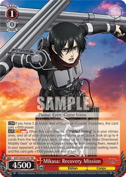 Mikasa: Recovery Mission (V.1 - Double Rare) - Attack On Titan: Final Season (Double Rare) [AOT/SX04-047]