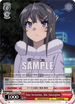 Date Invitation, Mai Sakurajima - Rascal Does Not Dream of a Dreaming Girl (Uncommon) [SBY/W77-057]