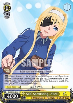Self-Sacrificing, Alice (V.1 - Uncommon) - Animation Sword Art Online 10th Anniversary (Uncommon) [SAO/S100-012]