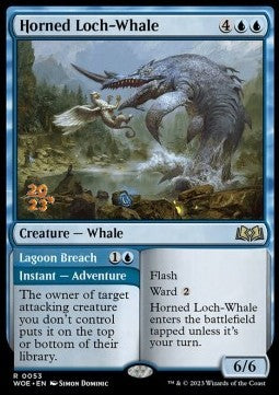 Horned Loch-Whale // Lagoon Breach (V.1) - Wilds of Eldraine: Promos (Rare) [PWOE-53]