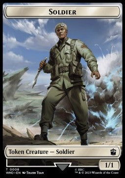Soldier Token (W 1/1) // Mutant Token (G 3/3)⁣ - Universes Beyond: Doctor Who: Extras⁣ (Token)⁣ [T 8/18]