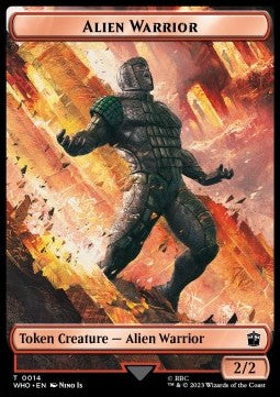 Alien Rhino Token (W 4/4) // Alien Warrior Token (R 2/2) (V.1)⁣ - Universes Beyond: Doctor Who: Extras⁣ (Token)⁣ [T 3/14]