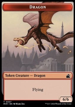 Dragon Token (R 6/6) // Saproling Token (G 1/1) - Ravnica Remastered: Tokens (Token) [TRVR-T 7/12]
