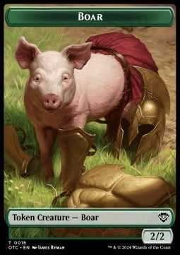 Boar Token (G 2/2) // Manifest Token (C 2/2)⁣ - Outlaws of Thunder Junction: Tokens⁣ (Token)⁣ [CT 16/28]