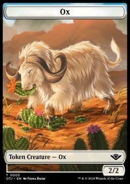 Ox Token (W 2/2) // Mercenary Token (R 1/1) - Outlaws of Thunder Junction: Tokens (Token) [TOTJ-T 3/10]