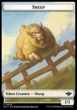 Sheep Token (W 1/1) // Mercenary Token (R 1/1) - Outlaws of Thunder Junction: Tokens (Token) [TOTJ-T 4/10]