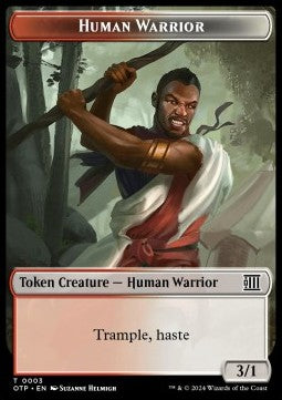 Human Warrior Token (RW 3/1) // Treasure Token - Outlaws of Thunder Junction: Tokens (Token) [TOTJ-T 3/18]