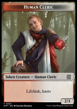 Human Cleric Token (RW 2/1) // Mercenary Token (R 1/1) - Outlaws of Thunder Junction: Tokens (Token) [TOTJ-T 1/10]