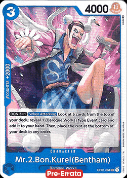 Mr.2.Bon.Kurei(Bentham) (OP01-084)⁣ - Romance Dawn (Pre-Errata)⁣ (Uncommon)⁣ [084]