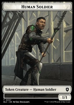 Human Soldier Token (W 1/1) // Wolf Token (BG 2/2)⁣ - Bloomburrow: Tokens⁣ (Token)⁣ [CT 7/35]