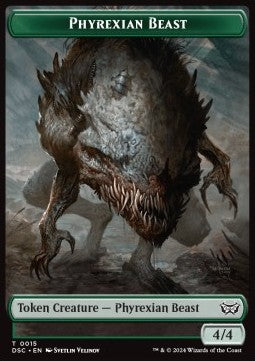 Phyrexian Beast Token (G 4/4) // Manifest Token (C 2/2) - Duskmourn: House of Horror: Tokens (Token) [TDSK-CT 15/18]