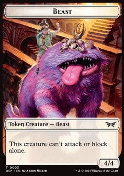 Beast Token (W 4/4) // Manifest Token (C 2/2) - Duskmourn: House of Horror: Tokens (Token) [TDSK-T 3/18]