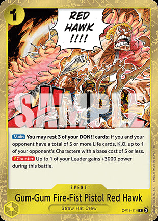 Gum-Gum Fire-Fist Pistol Red Hawk (OP11-114) (V.1)⁣ - A Fist of Divine Speed⁣ (Rare)⁣ [114]