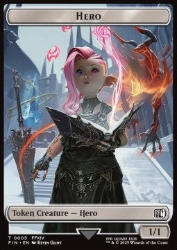 Hero Token (W 1/1) // Copy Token (V.4) - Magic: The Gathering - FINAL FANTASY: Tokens (Token) [TFIN-T 5/1]