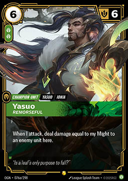 Yasuo, Remorseful (V.2 - Showcase) - Origins (Showcase) [OGN-076a]