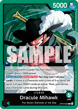 Dracule Mihawk (OP14-020) (V.1) - The Azure Sea's Seven (Leader) [OP14-020]