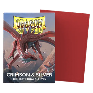 100 Dragon Shield Sleeves - Matte Dual Crimson & Silver